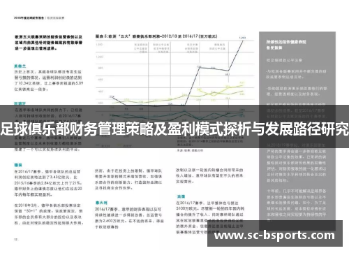 足球俱乐部财务管理策略及盈利模式探析与发展路径研究